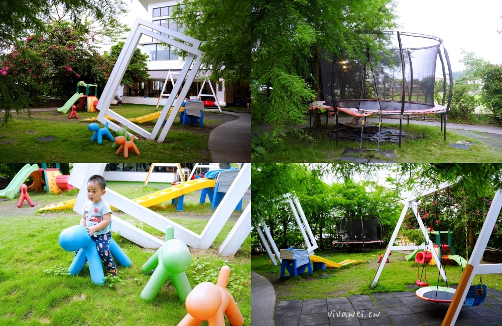 宜蘭冬山住宿｜『湖漾189風格旅店』梅花湖旁的親子民宿推薦～電動車+沙池+戲水池+室內遊戲區+手作早餐一次滿足～綠映親子房開箱！