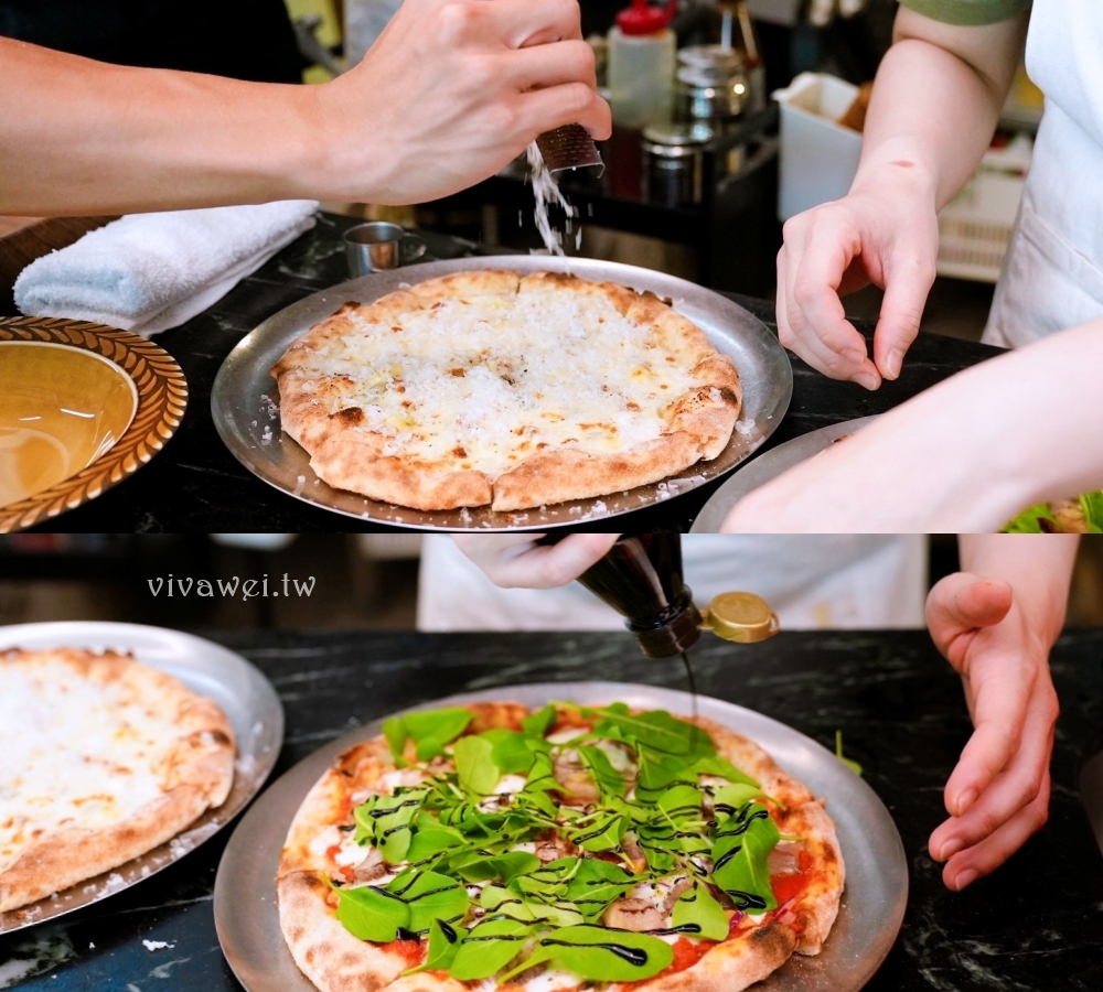 桃園中壢美食｜『品手感披薩 Pin Pizza Bar』內壢現烤披薩香氣逼人！招牌阿山哥鹹豬肉披薩&五種起司披薩！