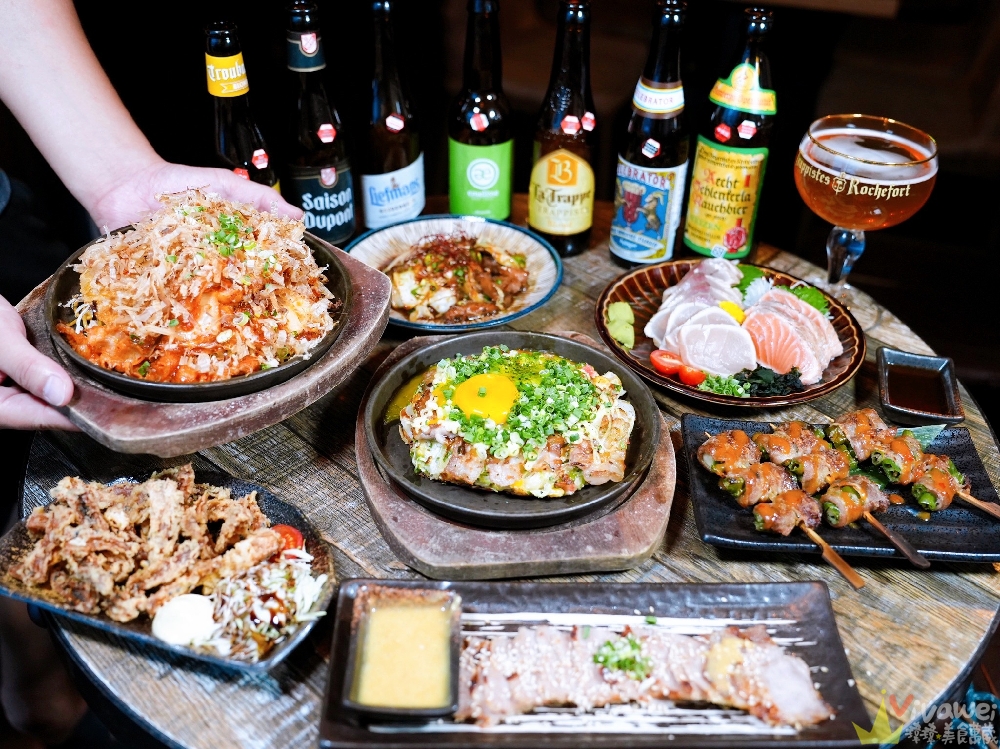 台北中山美食｜『ABV日式居酒館-台北中山店』最具話題性的稻草燒盛合！還有大阪燒,廣島燒,串燒等日式美食~搭配300多款精釀啤酒~小酌小聚的深夜美食首選！
