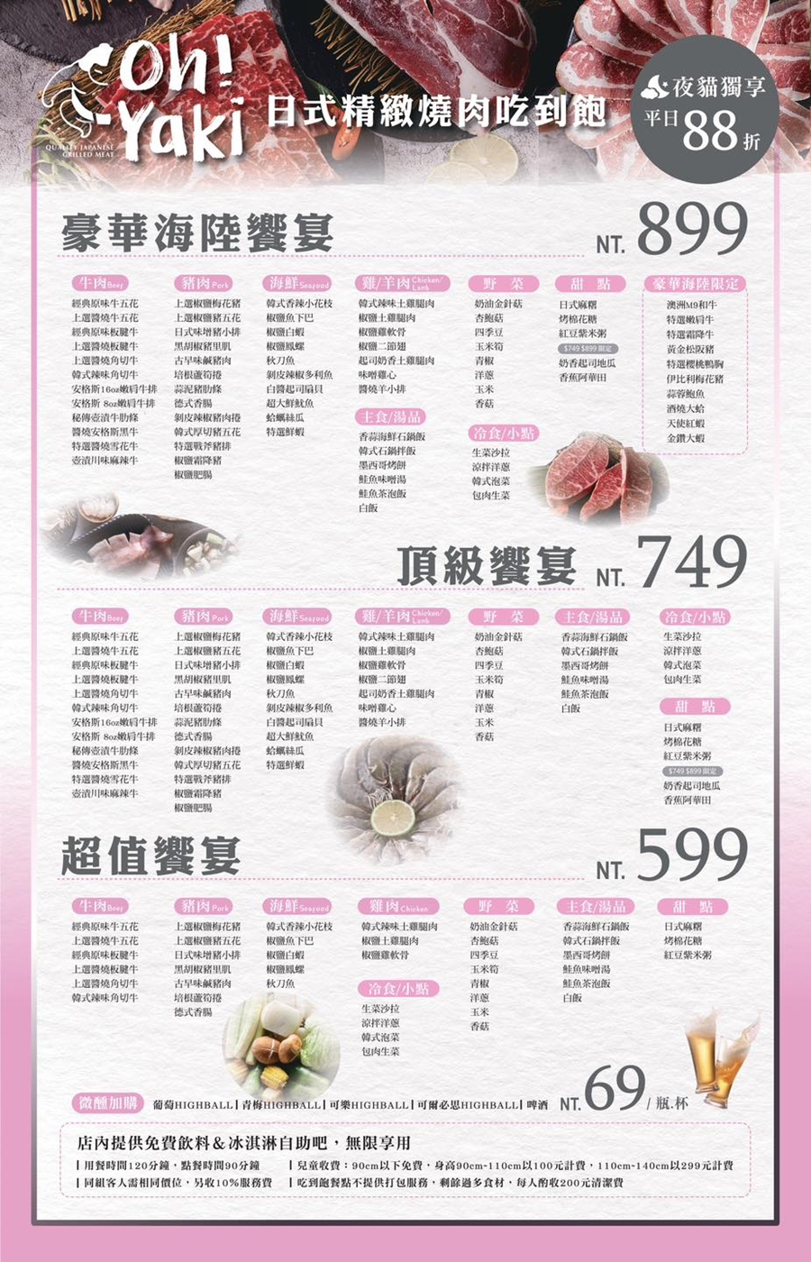 桃園中壢美食｜『Oh ! Yaki 日式精緻炭火燒肉』中壢燒烤吃到飽推薦！599元起享海鮮及肉品無限吃到飽！