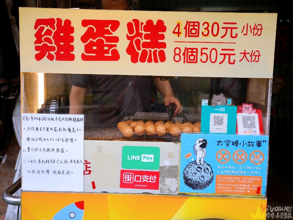 桃園龜山美食｜『太空棒雞蛋糕』林口長庚銅板美食~8個50元的空心雞蛋糕！