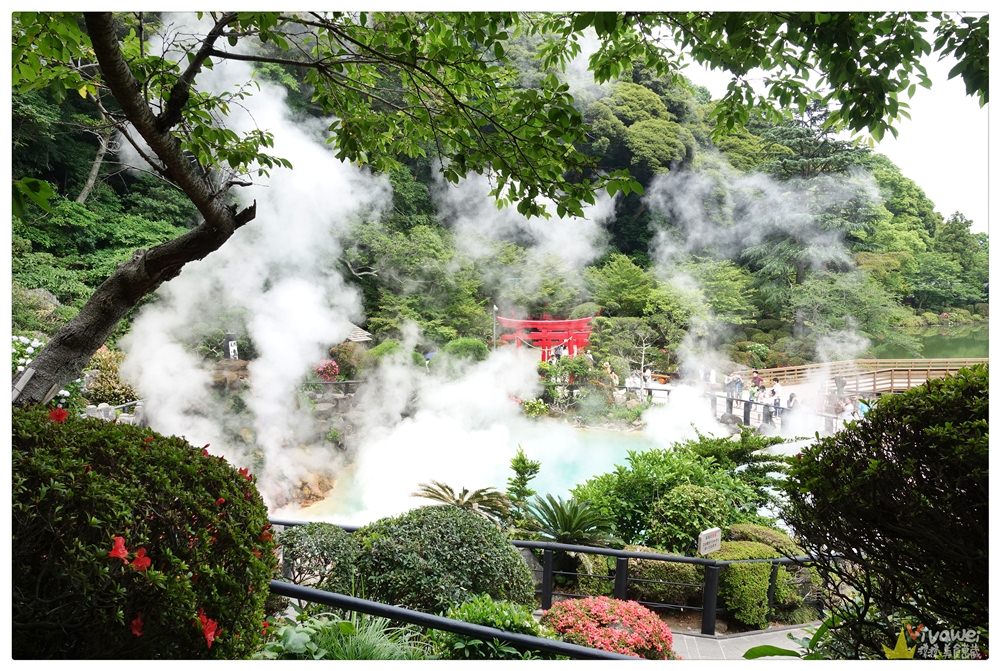 日本別府景點｜『海地獄』如海水般湛藍的冒煙地熱-還有足湯可以泡!
