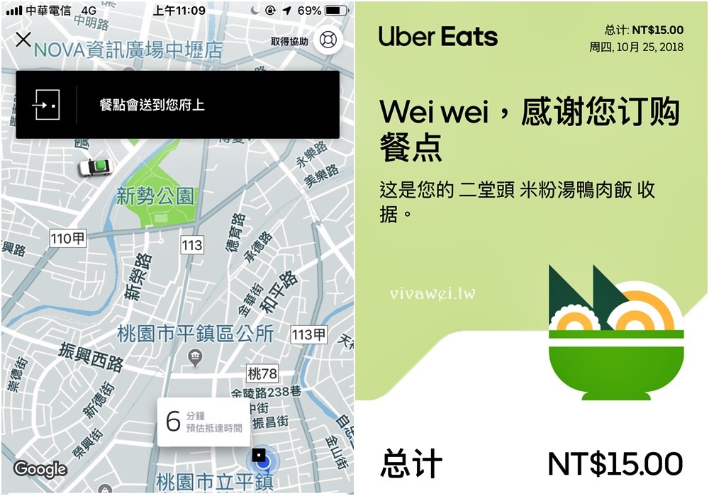 Uber Eats到桃園! 實際使用心得分享~教你如何在家裡就能吃到熱騰騰美食(文內折扣碼序號,新用戶首兩趟折100元)