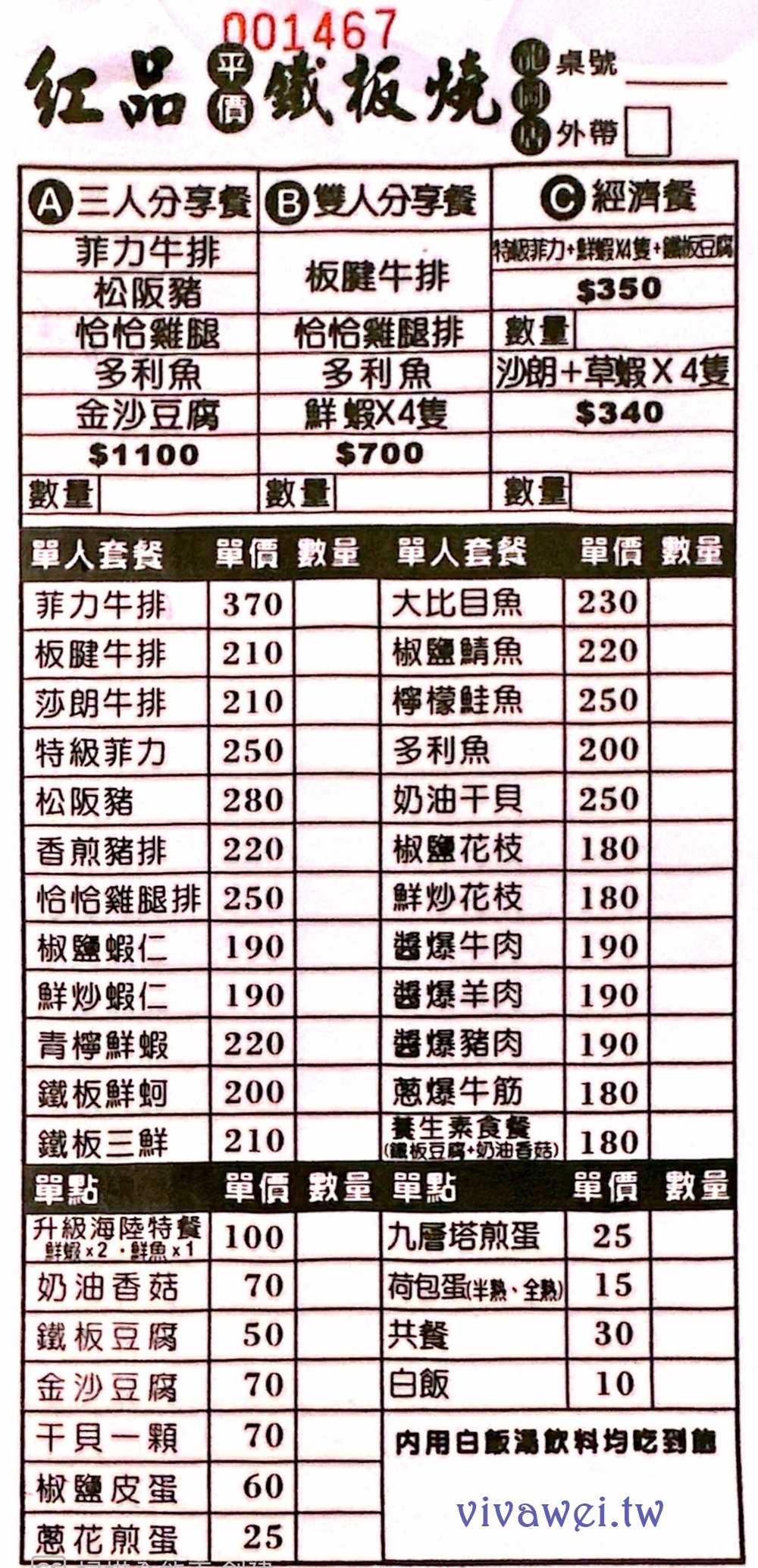 桃園中壢美食｜『紅品鐵板燒』健行科大週邊的平價鐵板燒～包手師傅親自料理～內用免費續菜&湯品及飲料喝到飽！