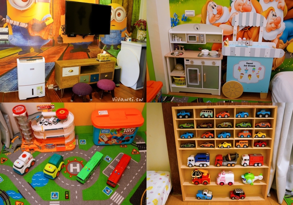 宜蘭冬山住宿｜『松之墅溜滑梯親子民宿』小孩天堂～溜滑梯房型+電動車+沙池+球池+迎賓下午茶+超澎湃早餐一次滿足！