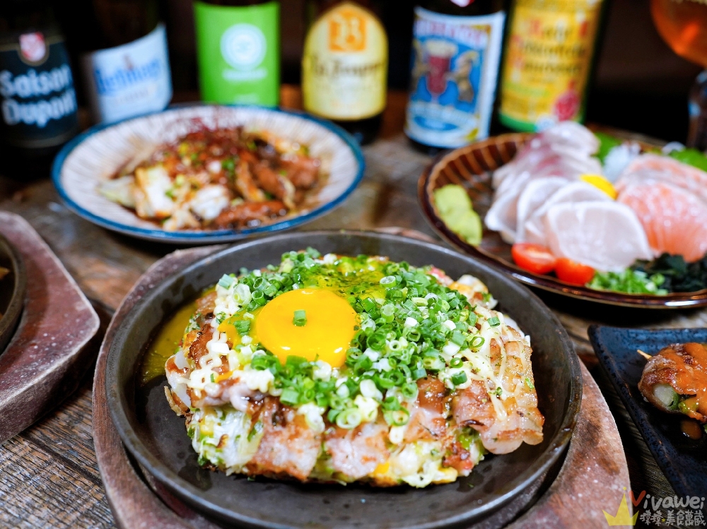 台北中山美食｜『ABV日式居酒館-台北中山店』最具話題性的稻草燒盛合！還有大阪燒,廣島燒,串燒等日式美食~搭配300多款精釀啤酒~小酌小聚的深夜美食首選！