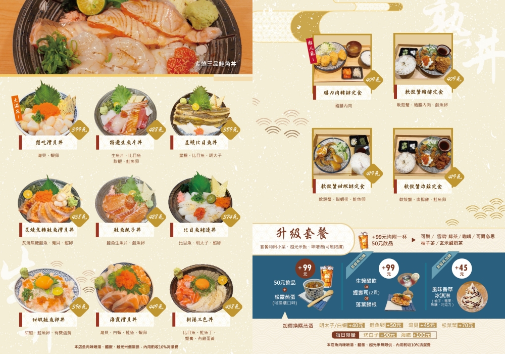 苗栗市美食｜『花鳥和食』2026最新菜單！豪華生魚片丼飯、握壽司、手捲一次滿足～還有炸豬排及多款日式定食！